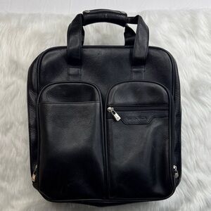 Bosch laptop bag or brief bag black old leather briefcase multiple pockets